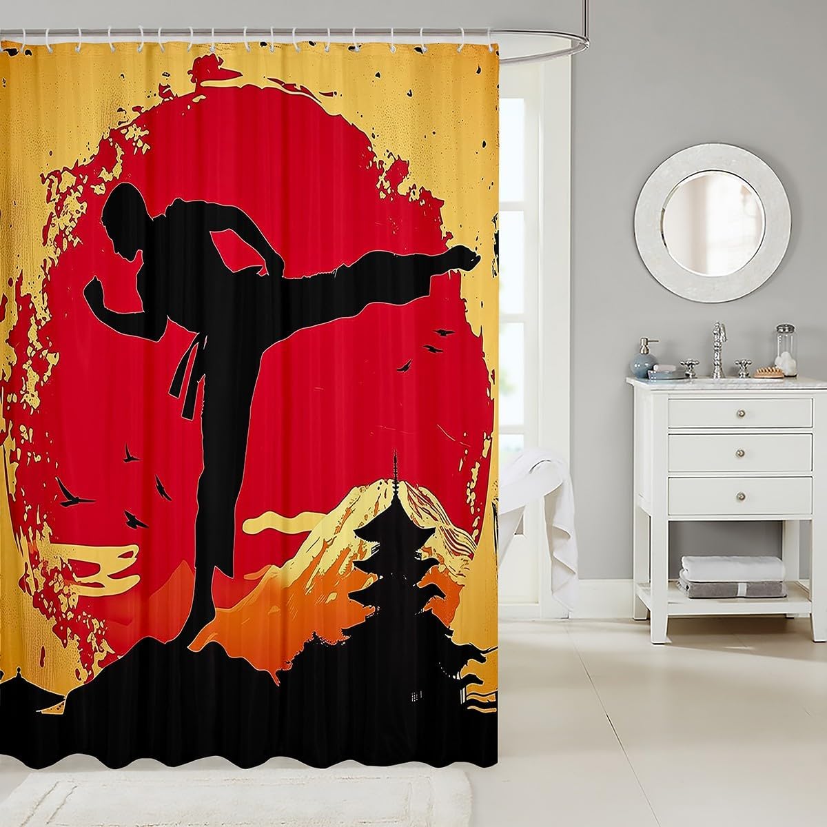 Feelyou Kids Taekwondo Shower Curtain Set 72x84 1