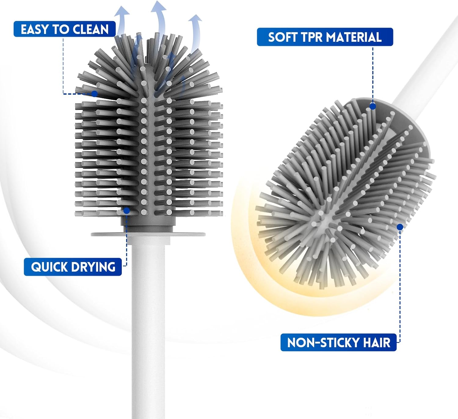 Y-in Hand Toilet Brush and Holder Set - Durable Drip-Proof Compact