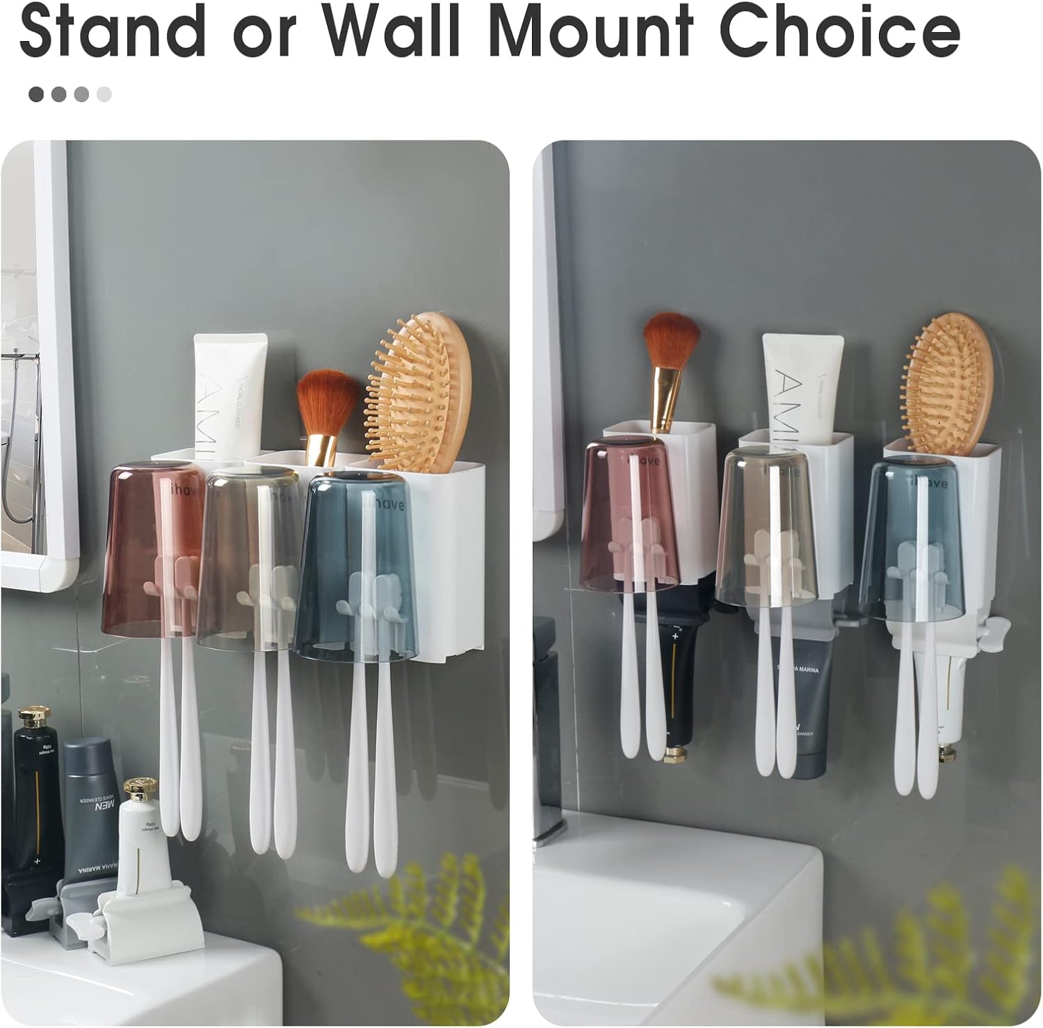 iHave Wall Mounted Toothbrush Holder with Toothpaste Squeezer Set