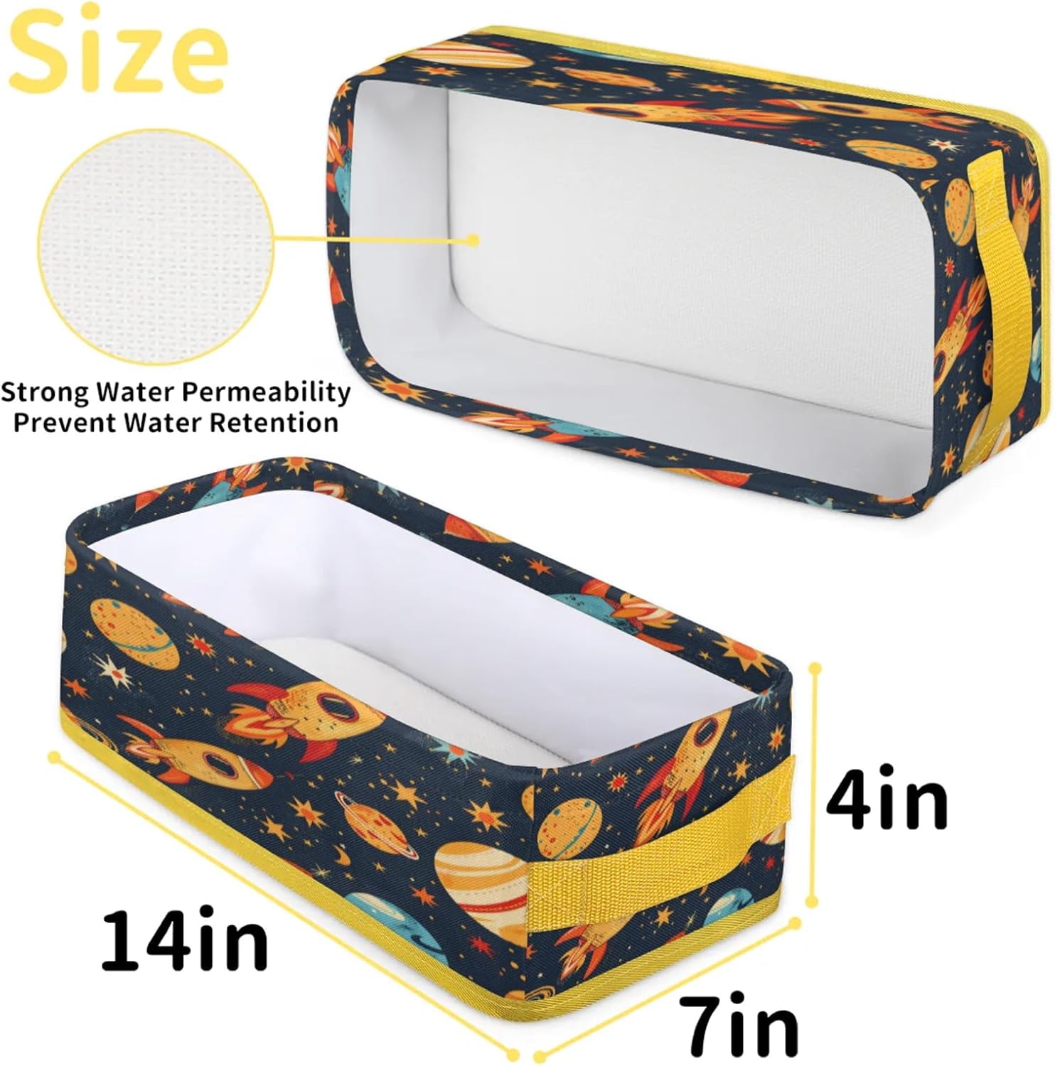 Space Planet Rockets Toilet Paper Basket with Handles 1