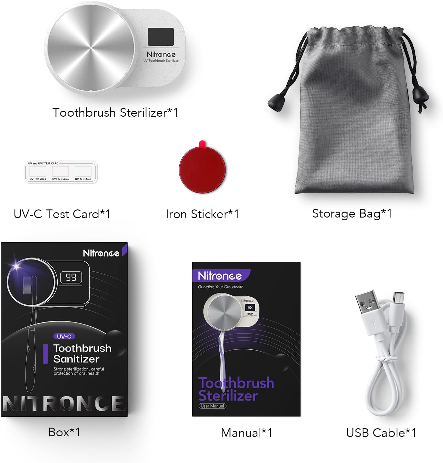 UV Toothbrush Cleaner Holder with Fan and Digital Display