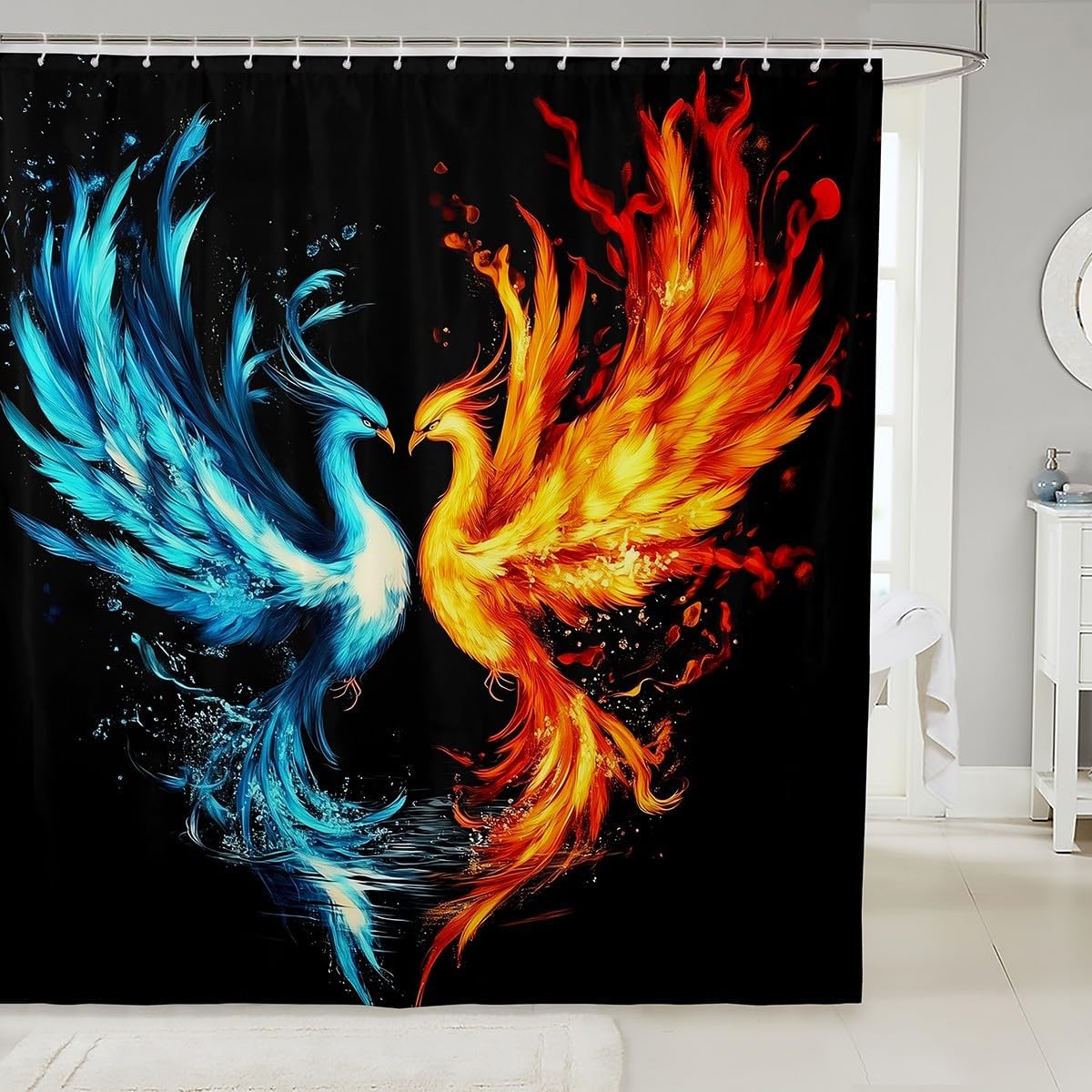Feelyou Kids Phoenix Shower Curtain Set Blue Red 72x84