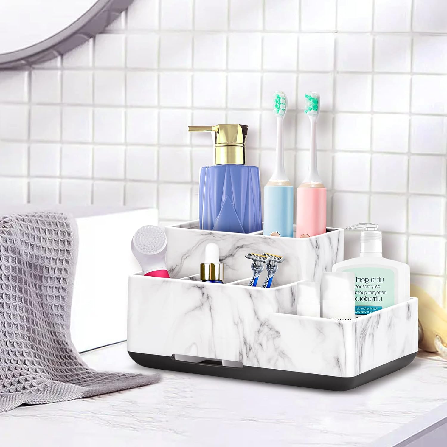 DoubleCare 5 Compartment Toothbrush Holder Organizer