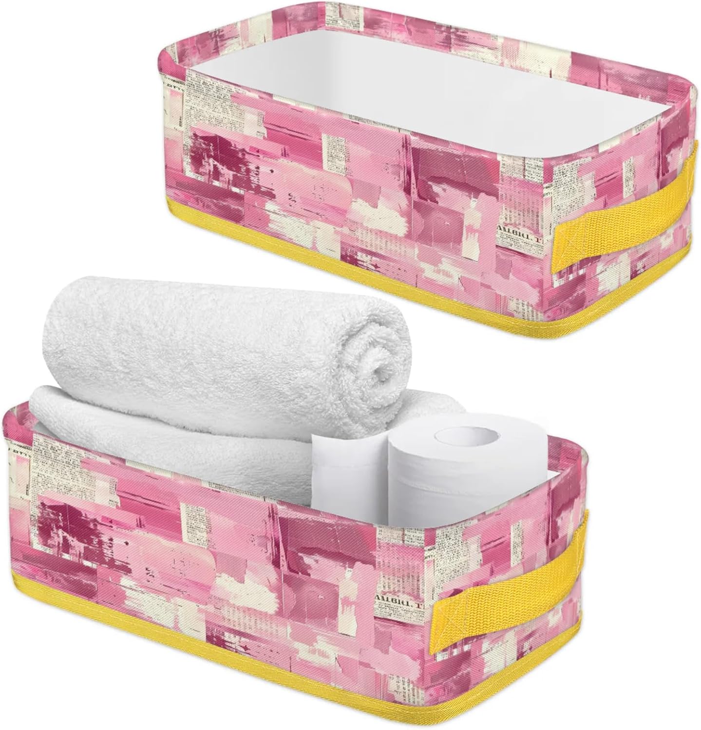 Geometric Toilet Paper Basket with Handles and Carry