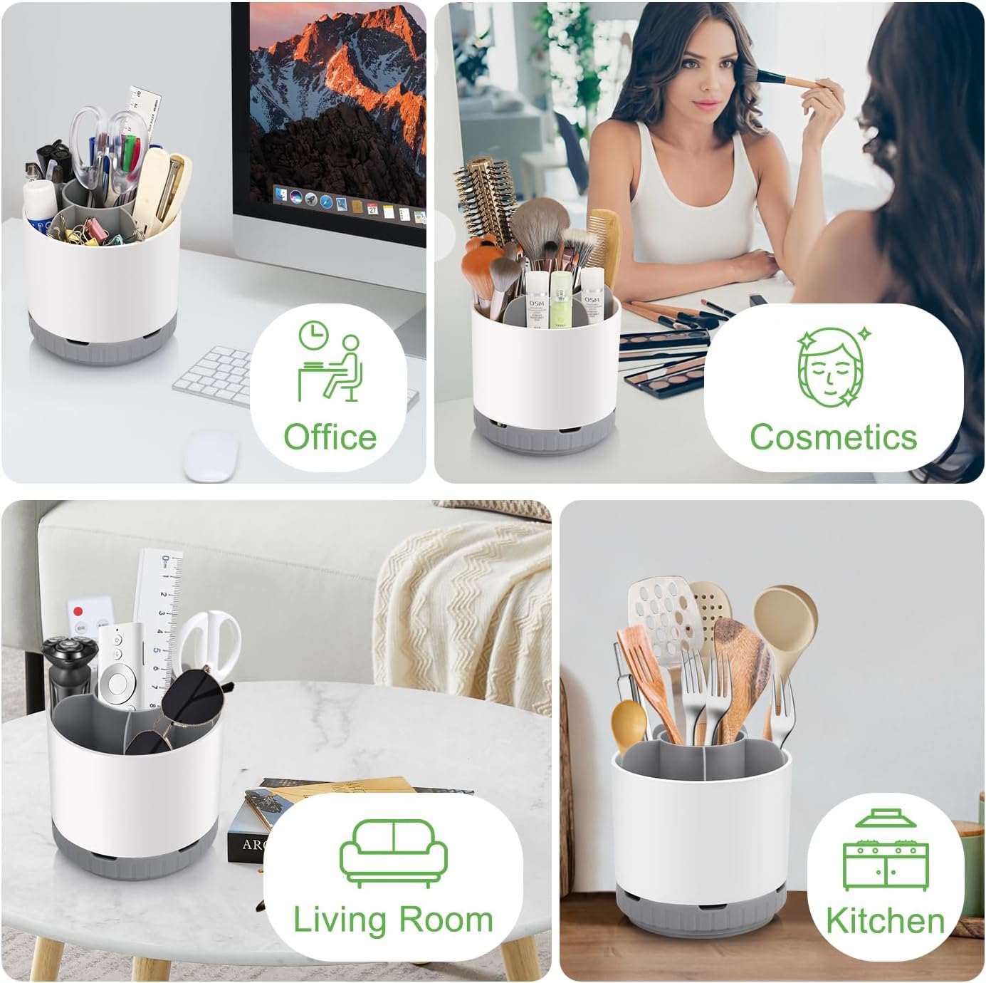 GFWARE 6-Slot Rotating Toothbrush Holder for Bathroom Countertop Storage