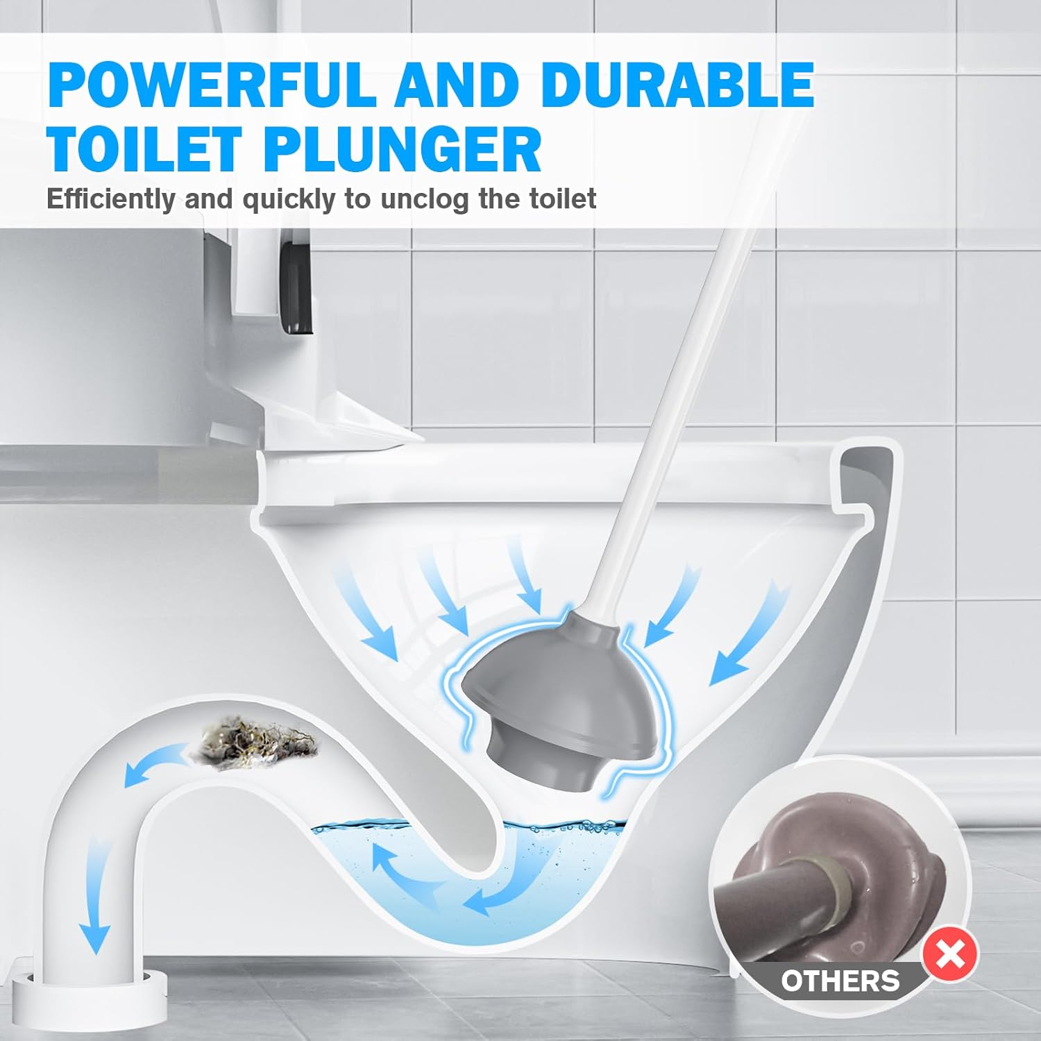 TRENTI 2-in-1 Toilet Plunger and Brush Set with Holder