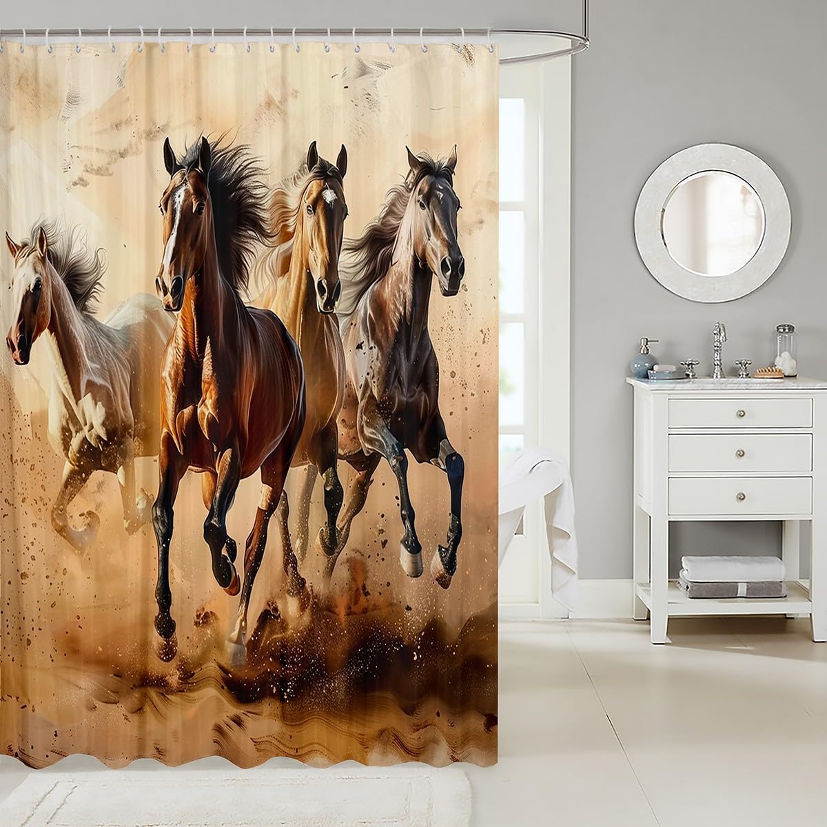 Feelyou Kids Horse Bath Curtain Set 72x72