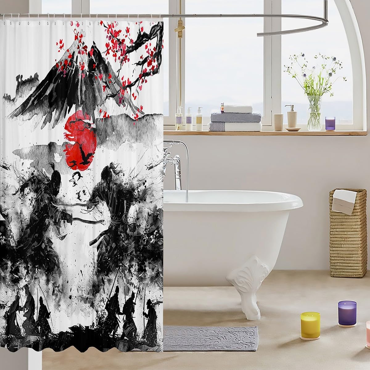 Feelyou Samurai Sunset Bath Curtain 72x72 Waterproof