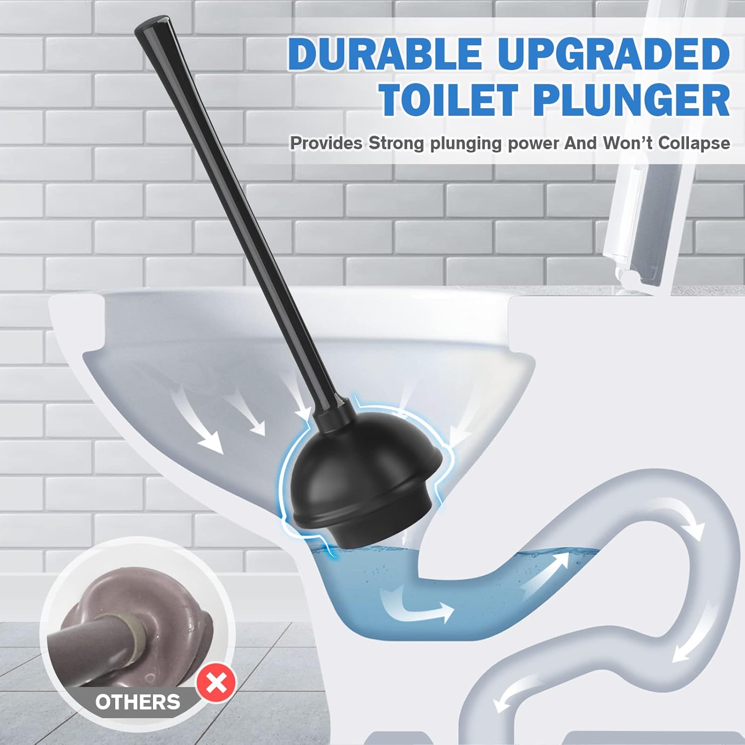 Trenti Toilet Plunger and Brush Set with Caddy Stand