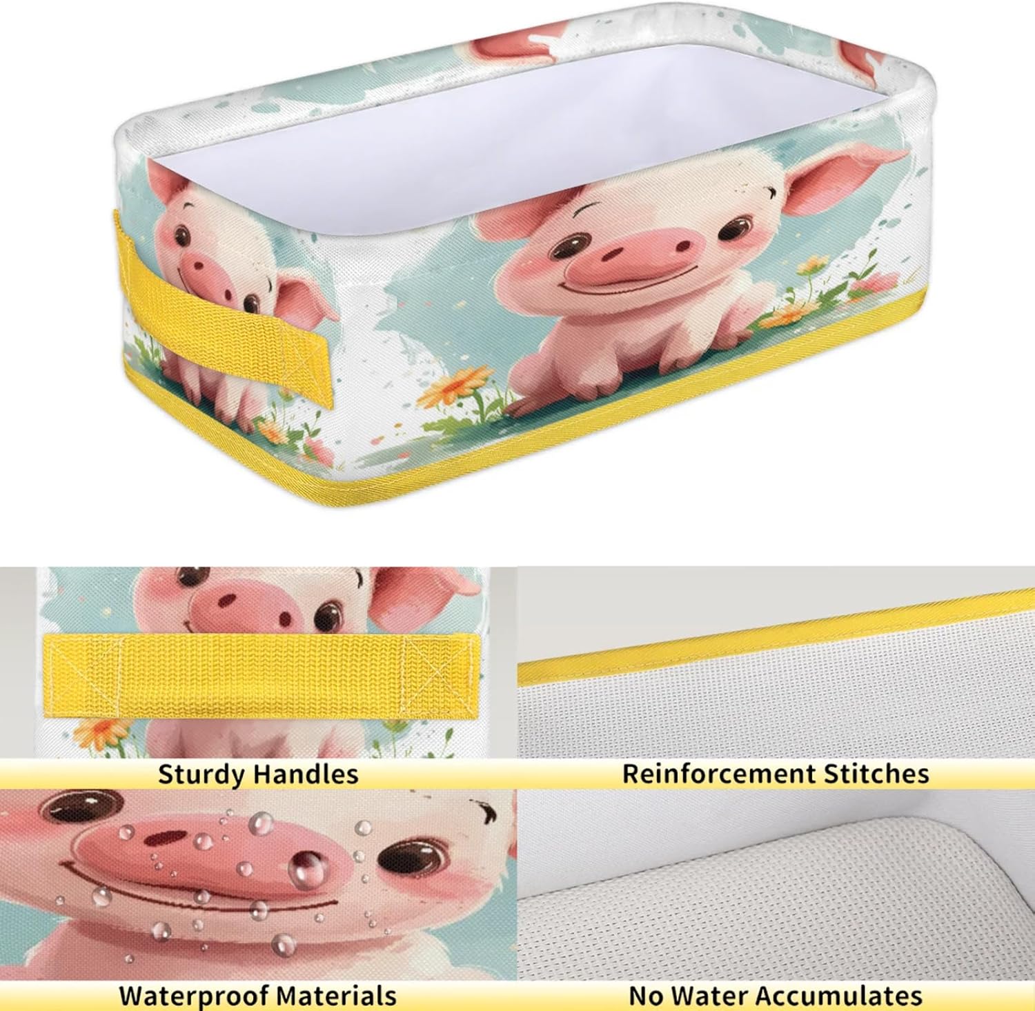Cute Pinks Pig Toilet Paper Storage Basket with Handles