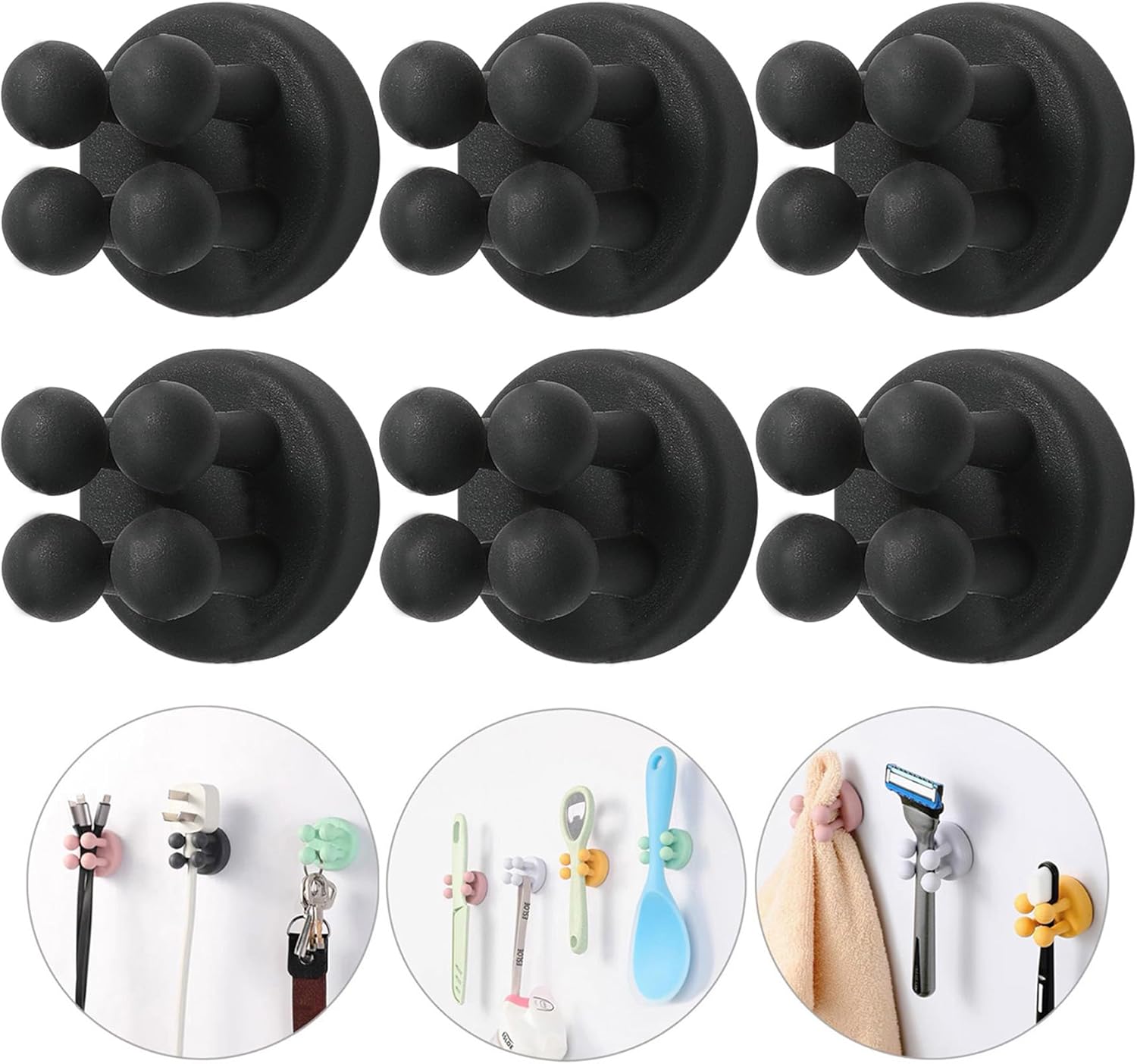 iBetterLife 6Pcs Razor Holder for Shower Wall - Black