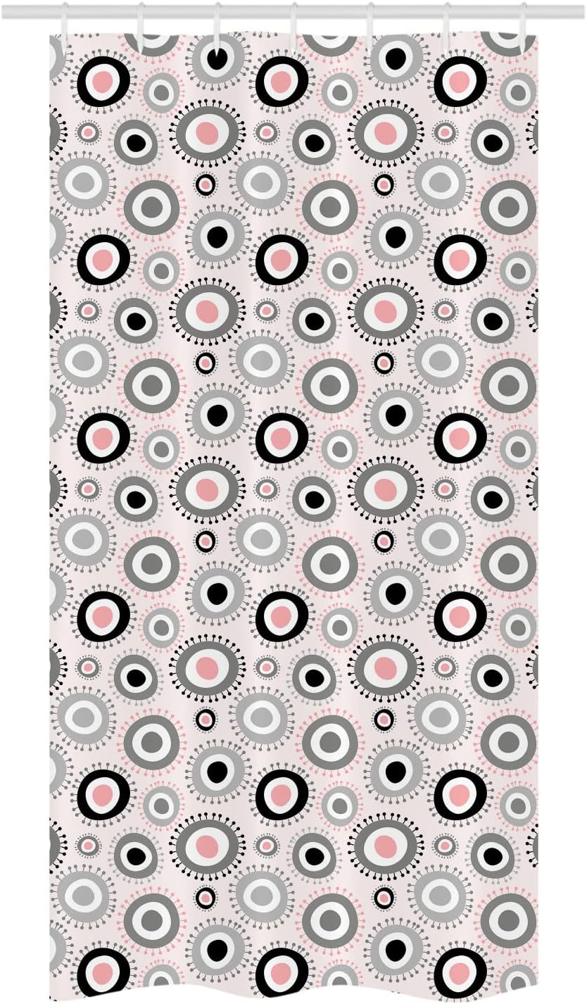 Ambesonne Geometric Stall Shower Curtain Set - 36x72 Grey Pale Pink White