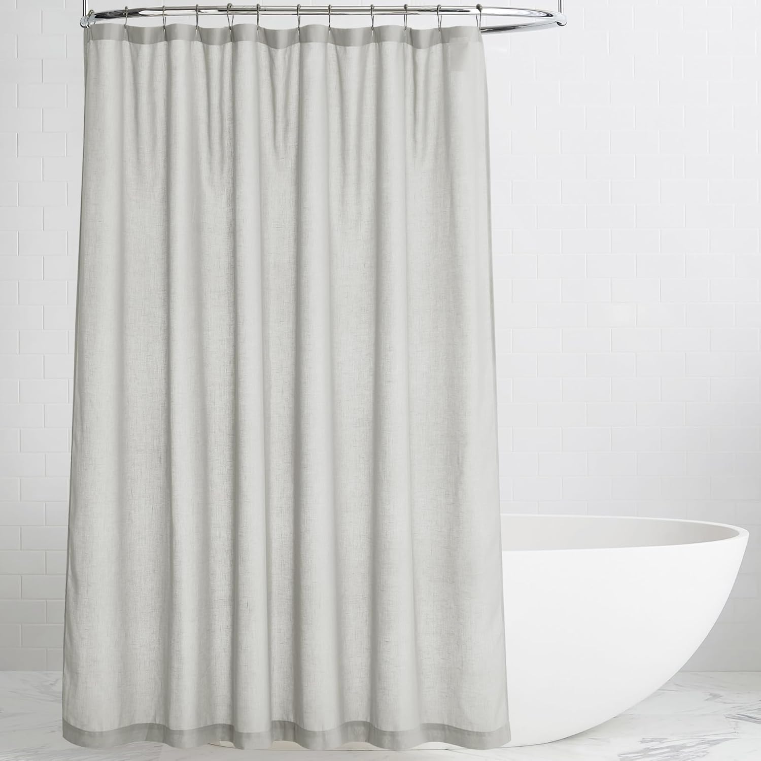 KGORGE Semi Sheer Linen Shower Curtain - 72x90 Inches Grey with Hooks