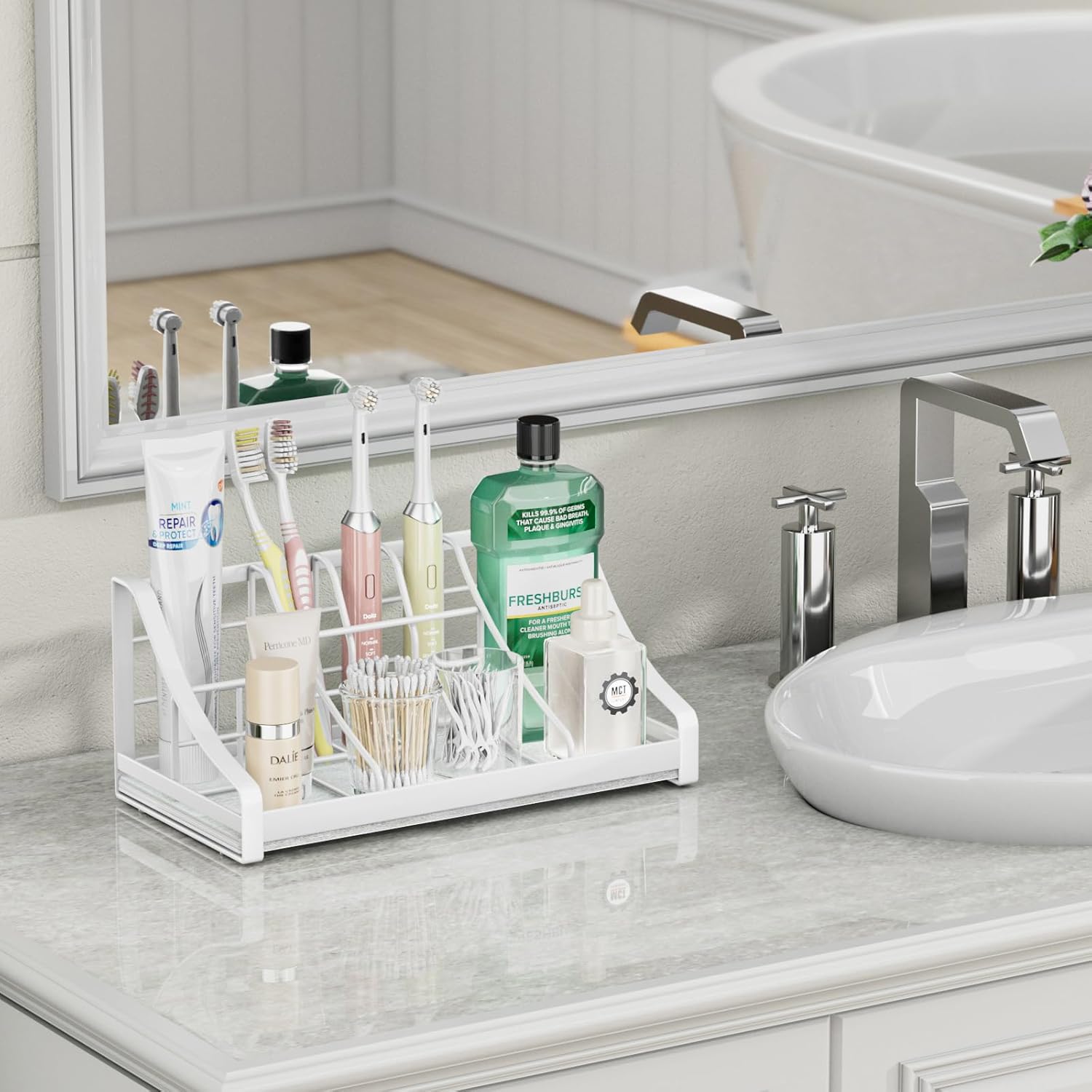 OVICAR Toothbrush Holder 7 Slots Instant Dry Bathroom Organizer