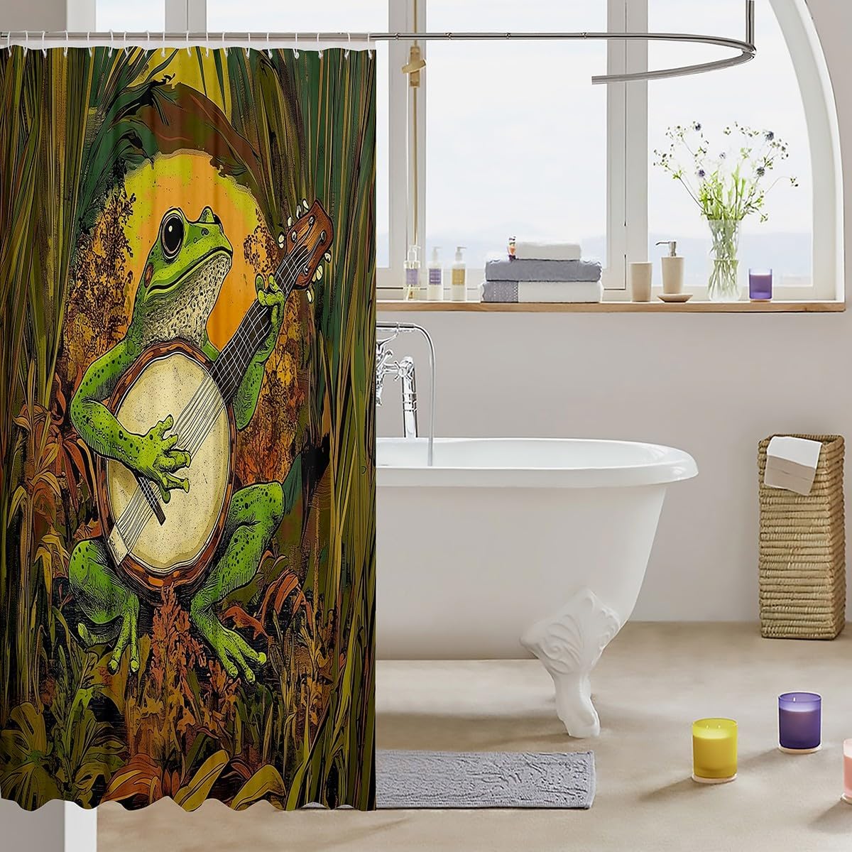 Feelyou Kids Cute Frog Shower Curtain 72x84