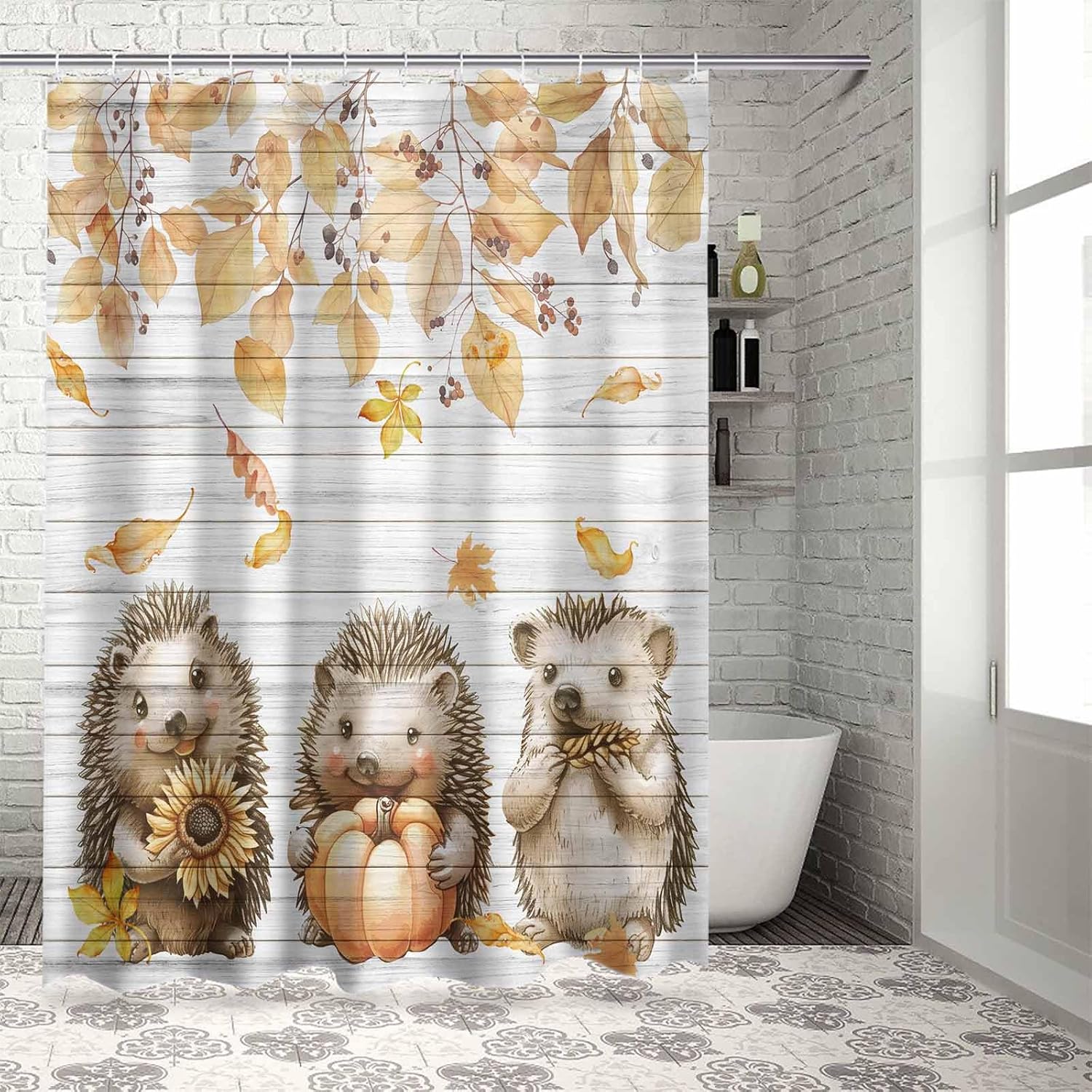 72 Inches Textured Shower Curtain Set with 12 Hooks