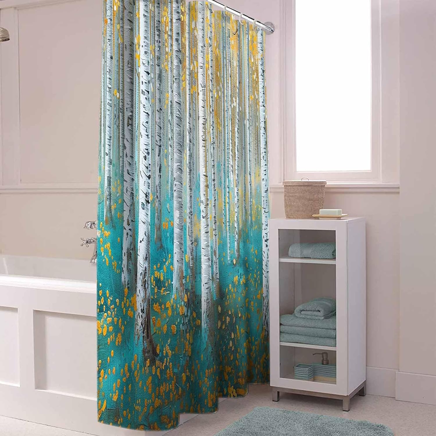 Funnywall88 72 Inches Branch Plant Art Shower Curtain Set with 12 Hooks