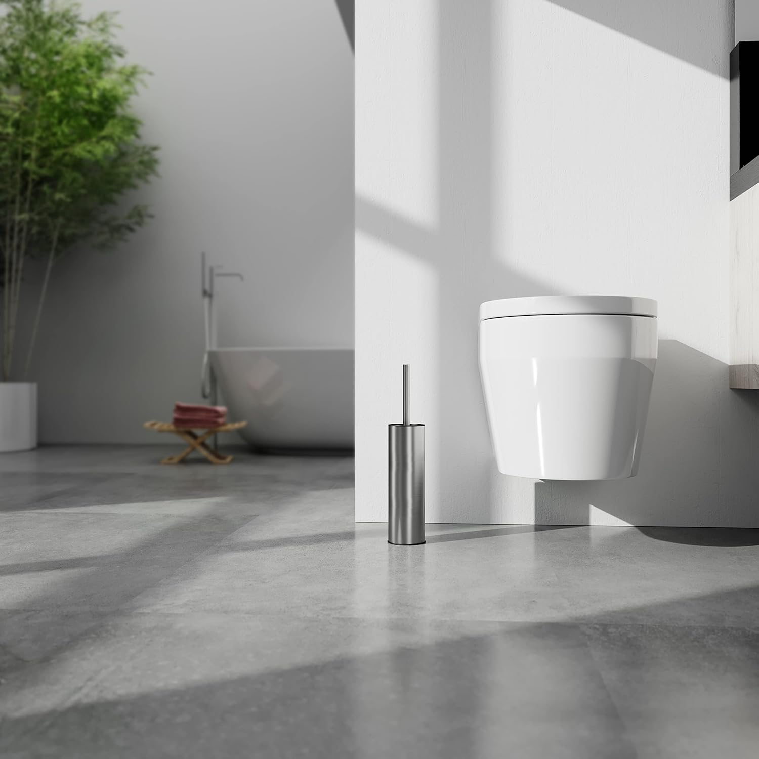 BGL Toilet Brush and Holder with Brushed Nickel Design