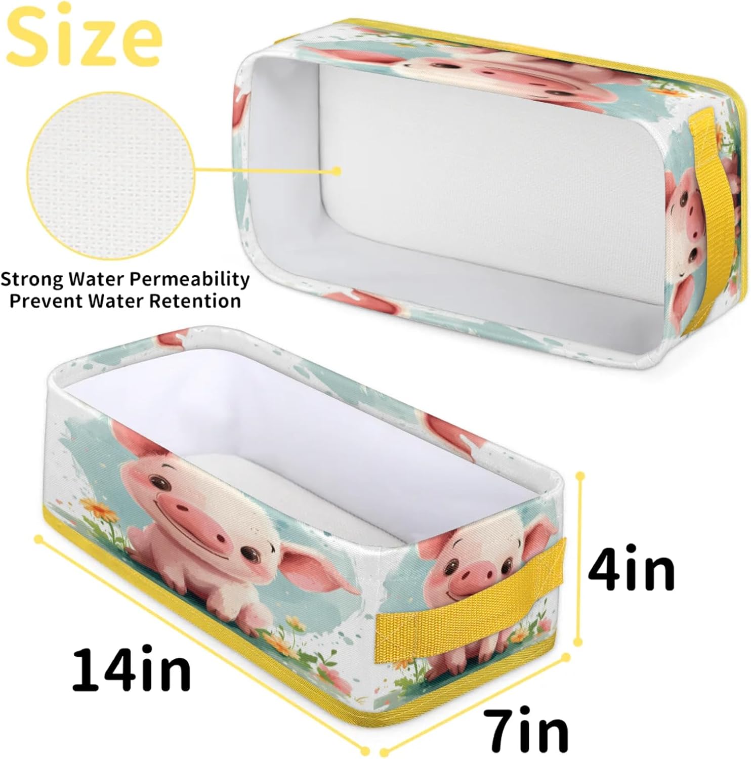 Cute Pinks Pig Toilet Paper Storage Basket with Handles