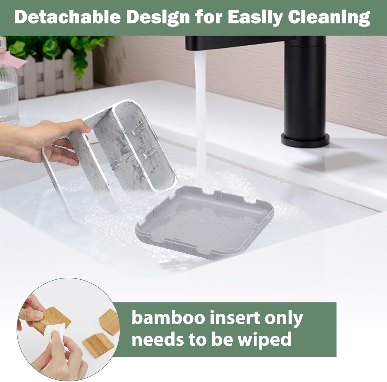 Chintu 6-Slot Marble Toothbrush Holder with Drainage