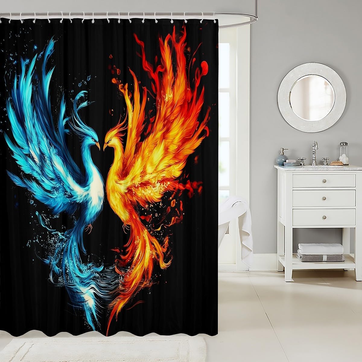 Feelyou Kids Phoenix Shower Curtain Set Blue Red 72x84