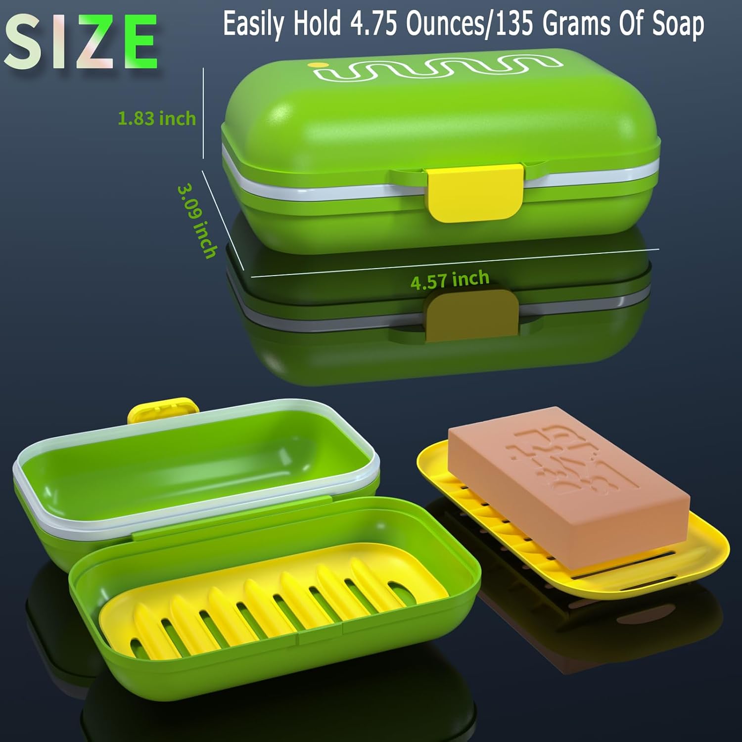 Leakproof Travel Soap Case with Silicone Seal and Drain Tray
