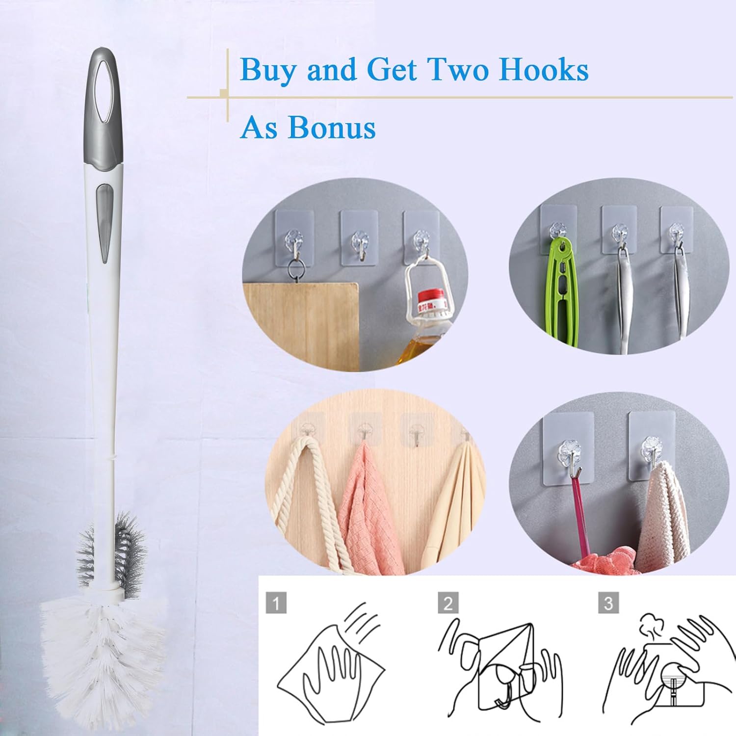 2 Pack Toilet Bowl Brush Without Holder for Deep Cleaning