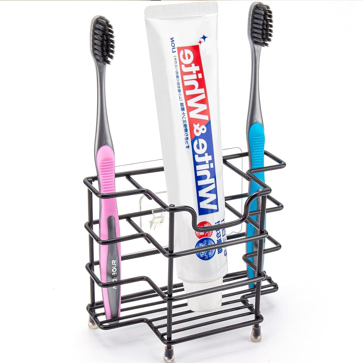 Wbbog Stainless Steel Toothbrush Holder with 3 Slots and Toothpaste Stand