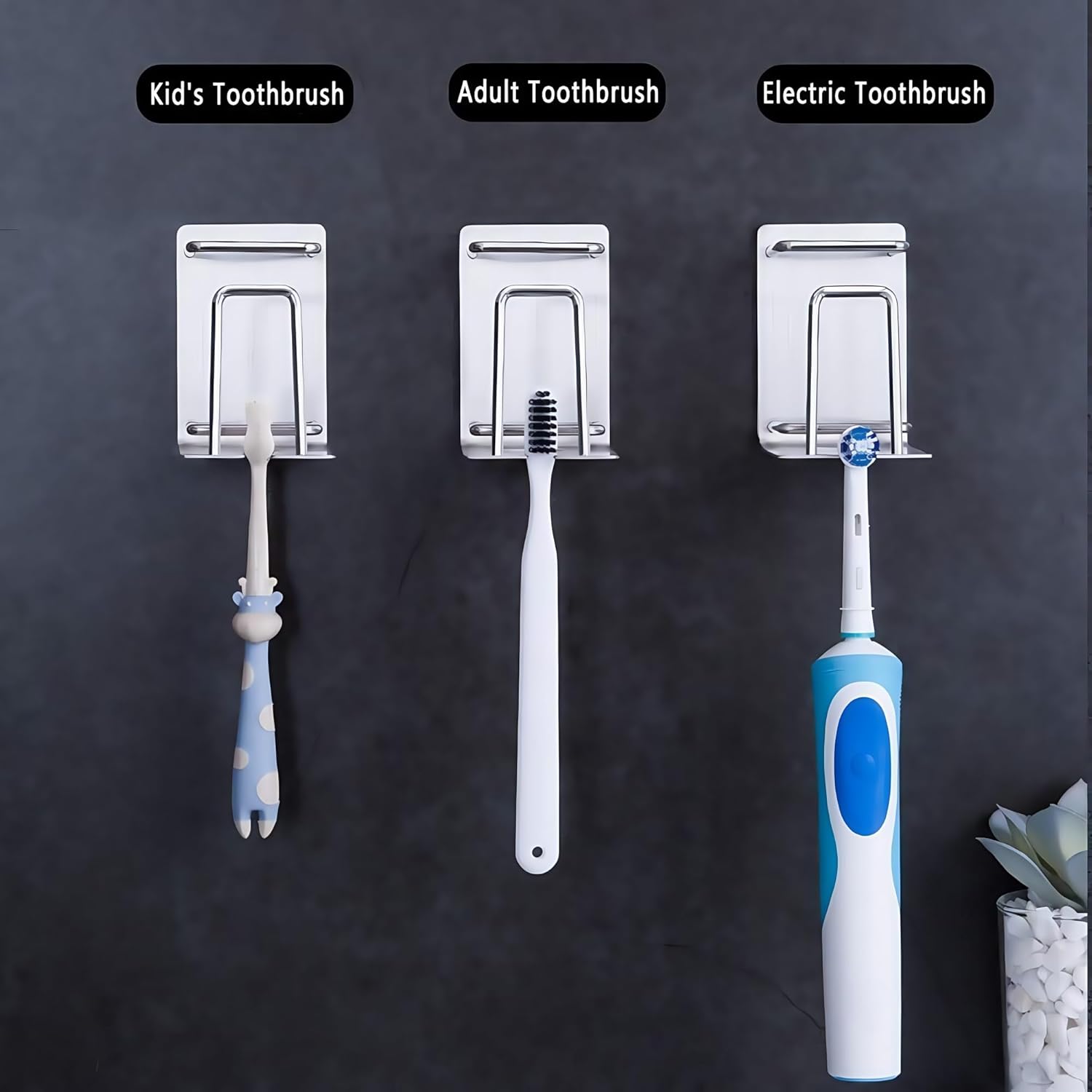 HANZE 2 Pack Wall Mounted Toothbrush Holder