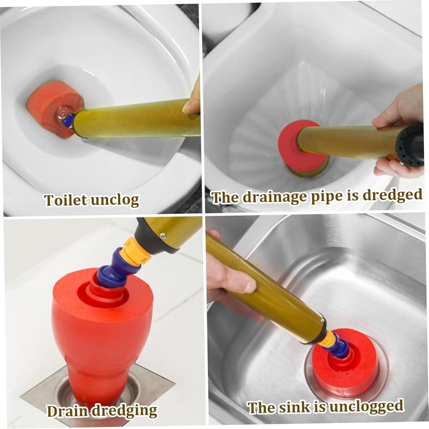 High Pressure Toilet Plunger with 180 Rotating Head and Press Handle
