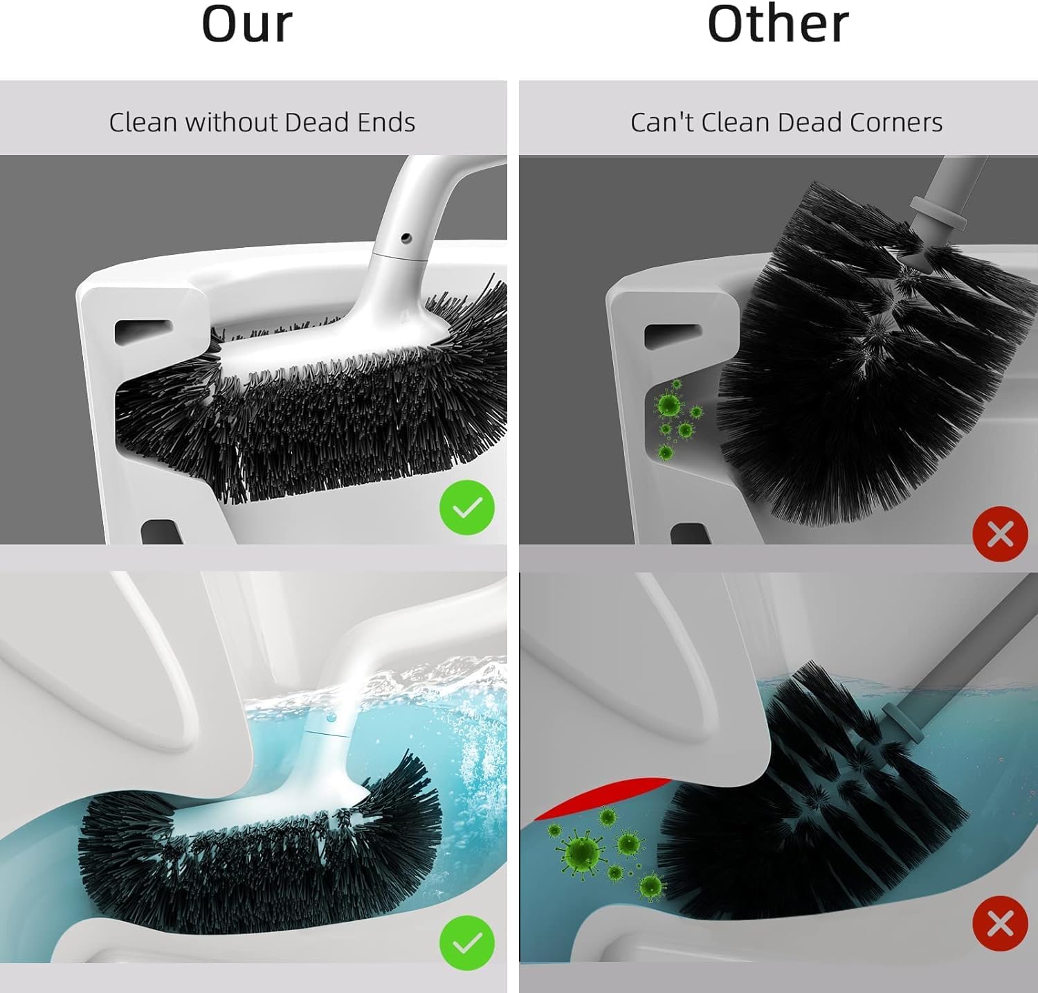 HAMITOR Toilet Brush Holder Set 2 Pack