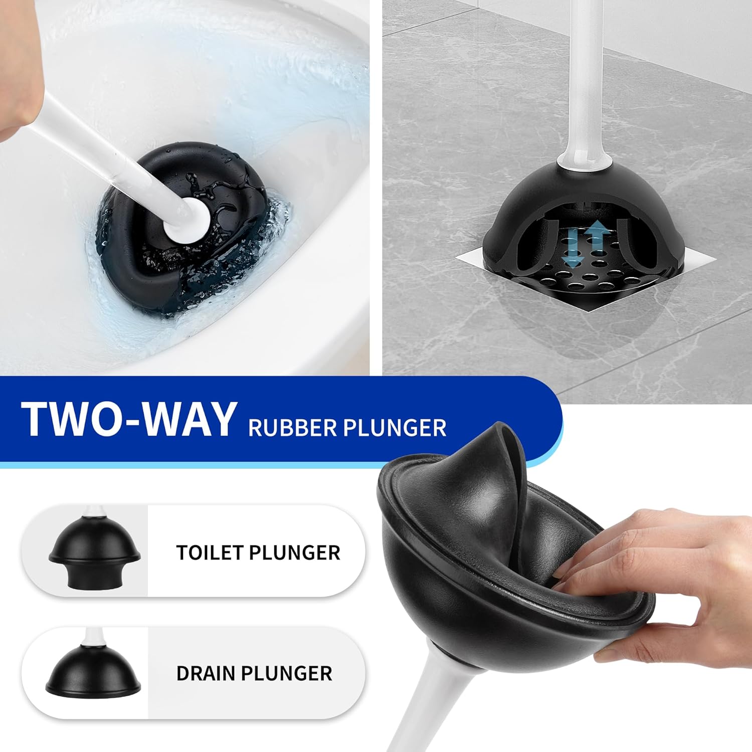 MRSIGA Toilet Plunger and Brush Set with Holder