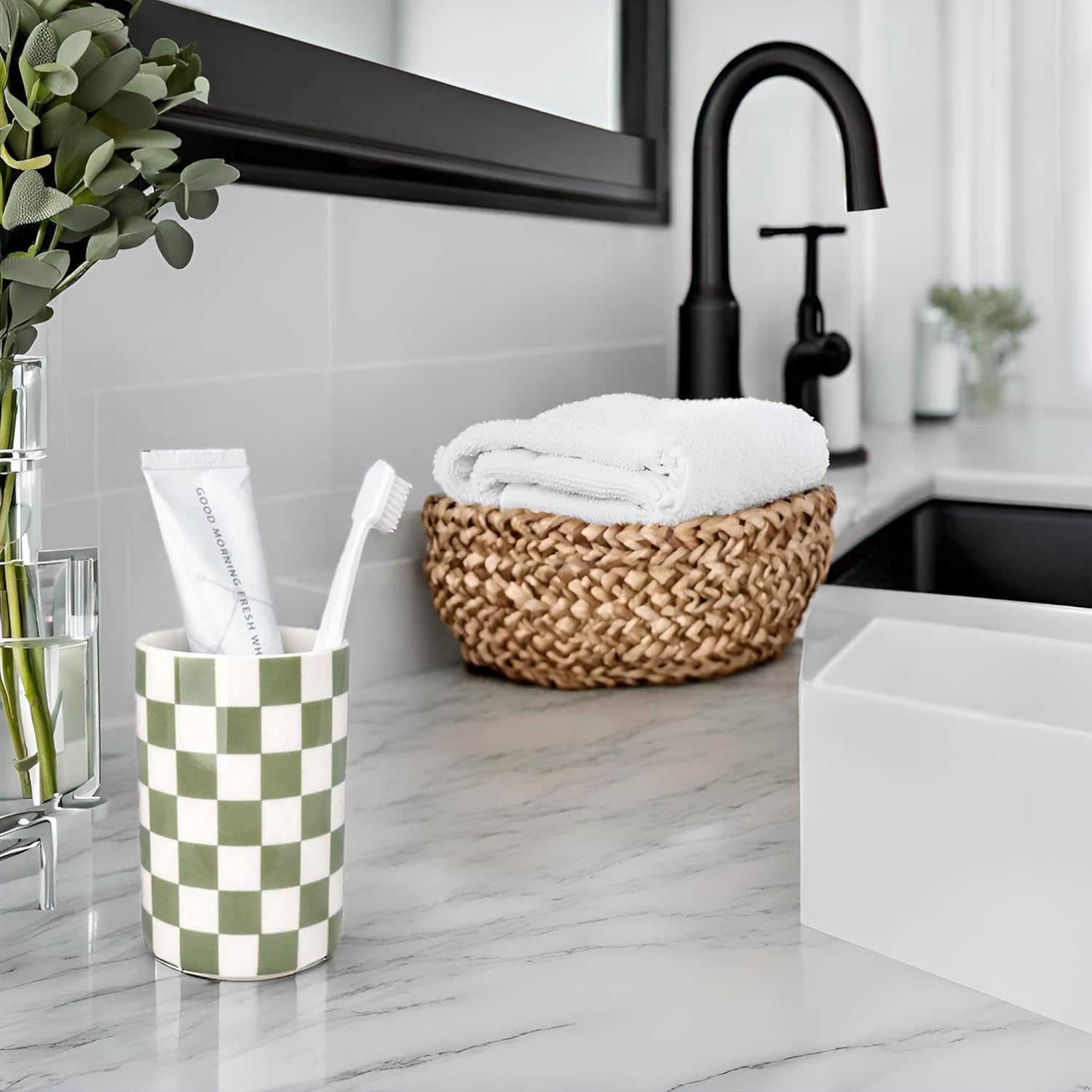 Nakor Home Sage Green Ceramic Toothbrush Holder