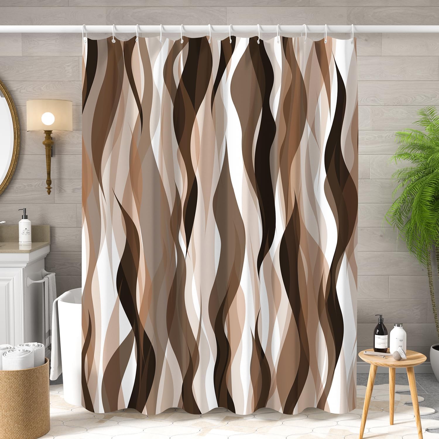 ChloropLastid Brown Modern Boho Shower Curtain