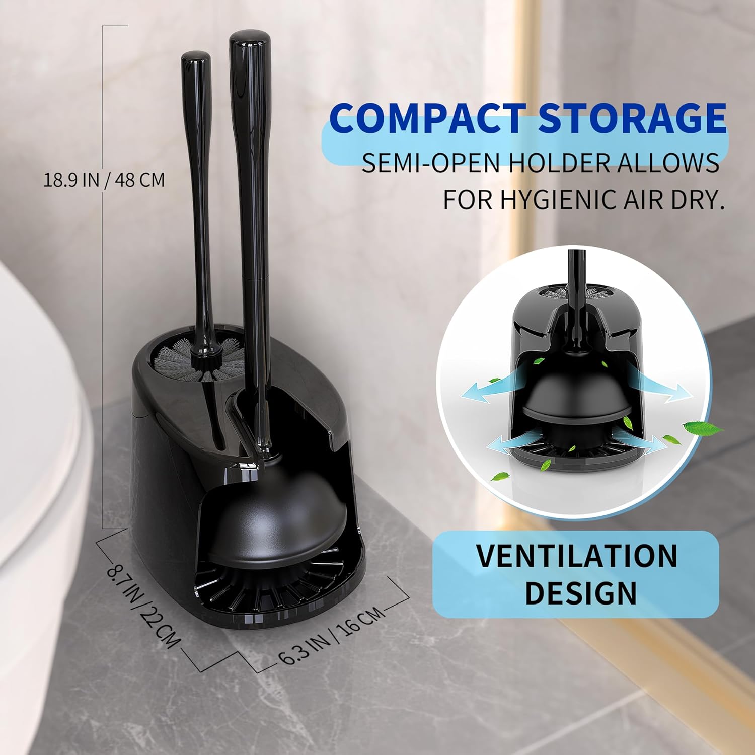 MRSIGA Toilet Plunger and Bowl Brush Set 1