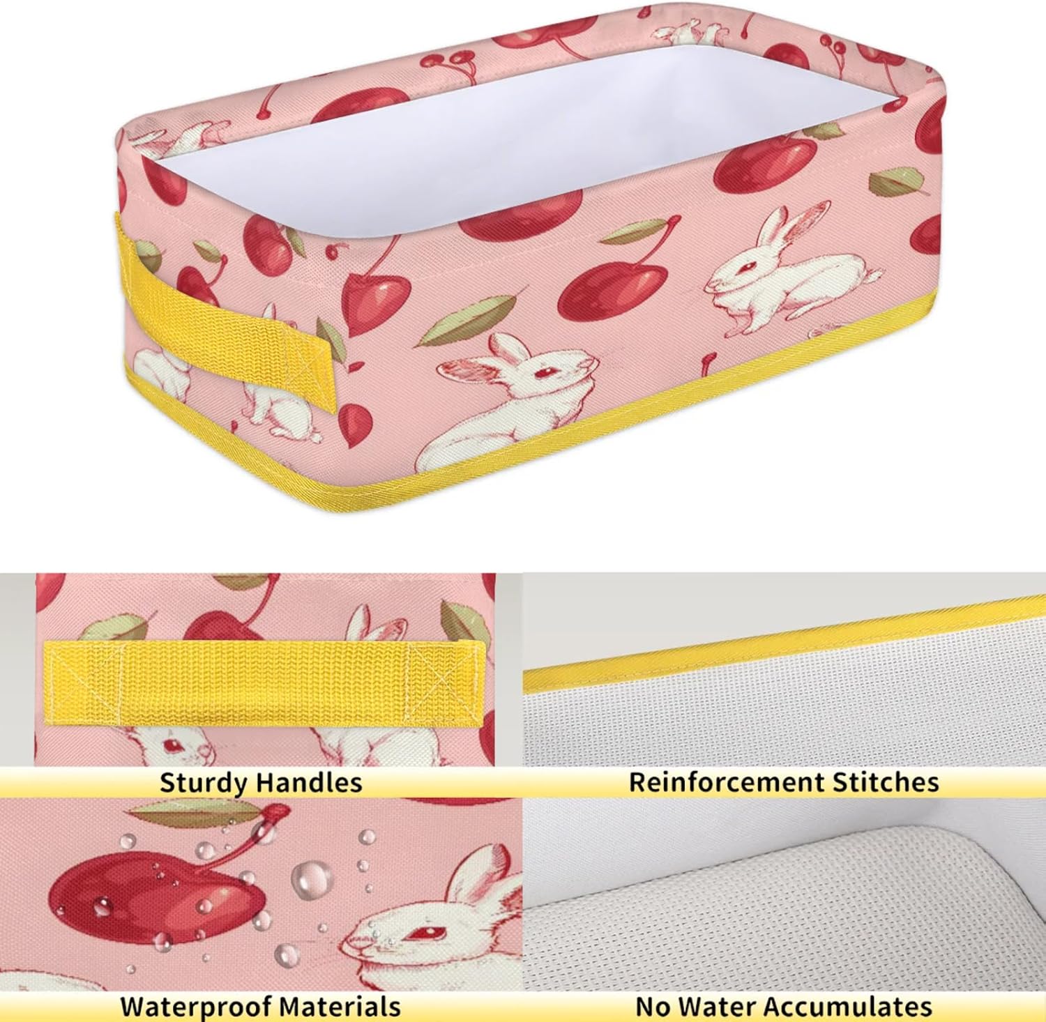 Spring Easter Rabbit Toilet Paper Storage Basket with Handles