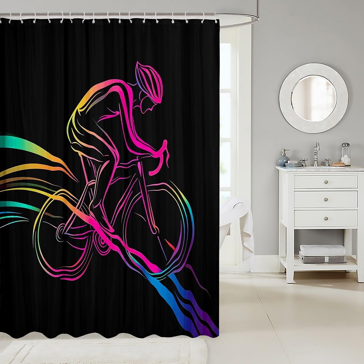 Feelyou Bicycle Rider Shower Curtain 72x84