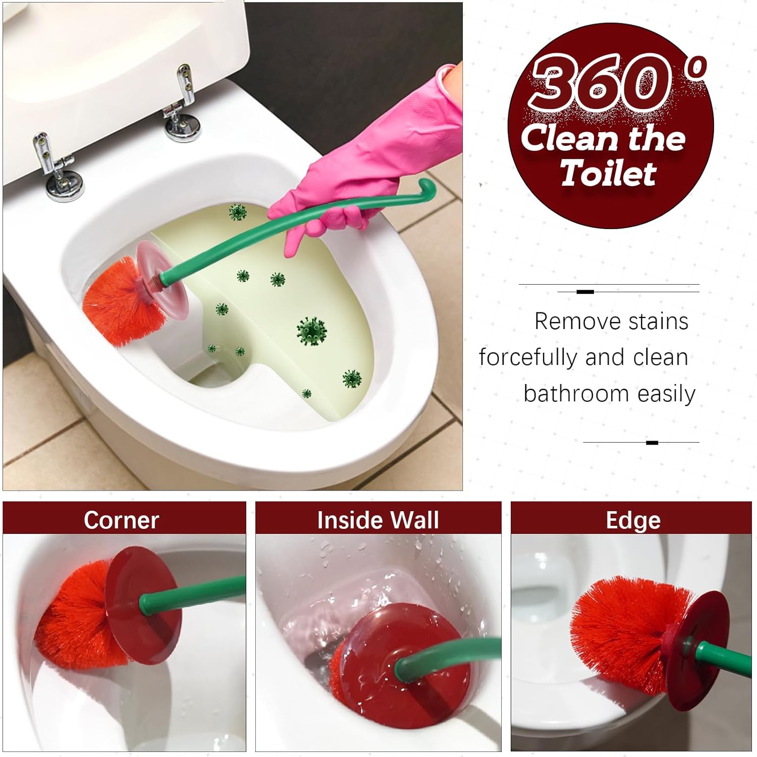 ADNIKIA Red Cherry Toilet Brush with Holder