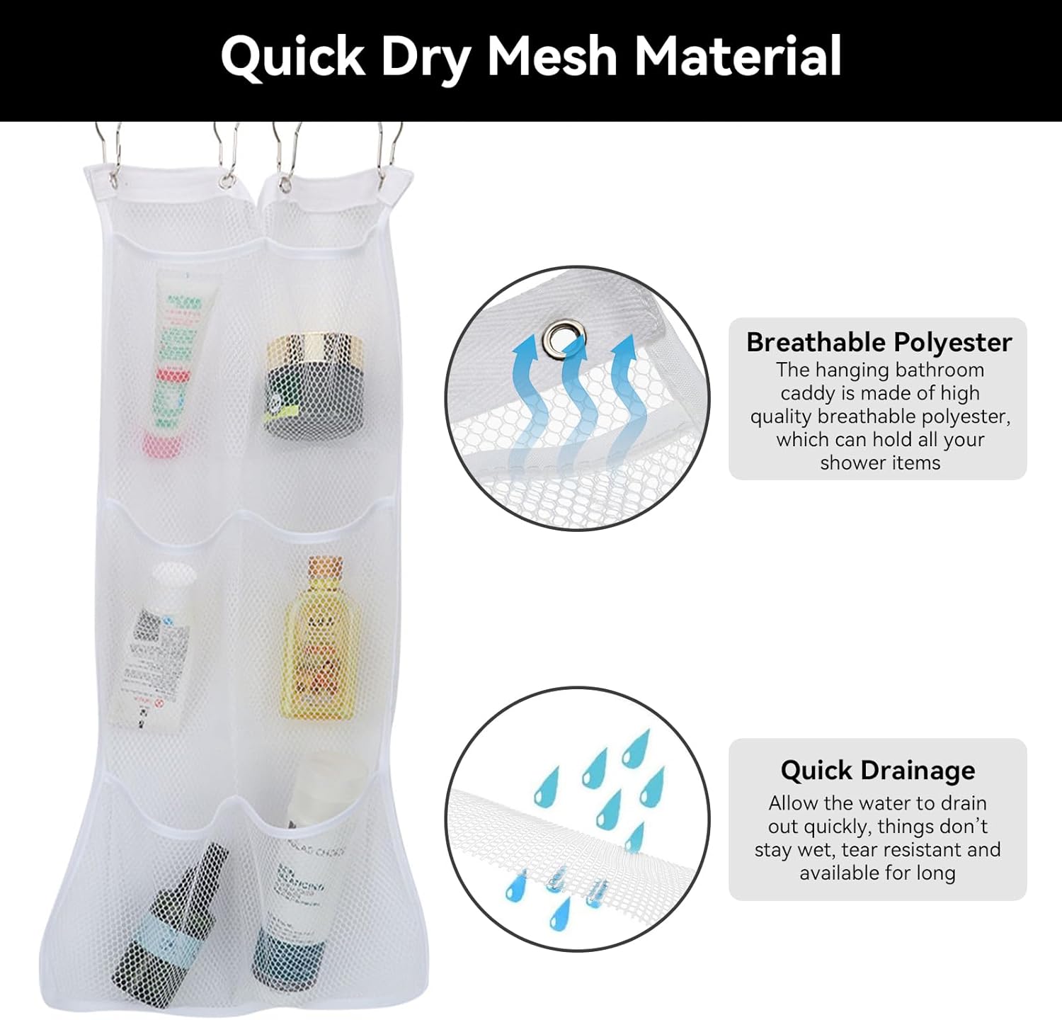 Gsycle 2PCS Mesh Shower Caddy Hanging Organizer