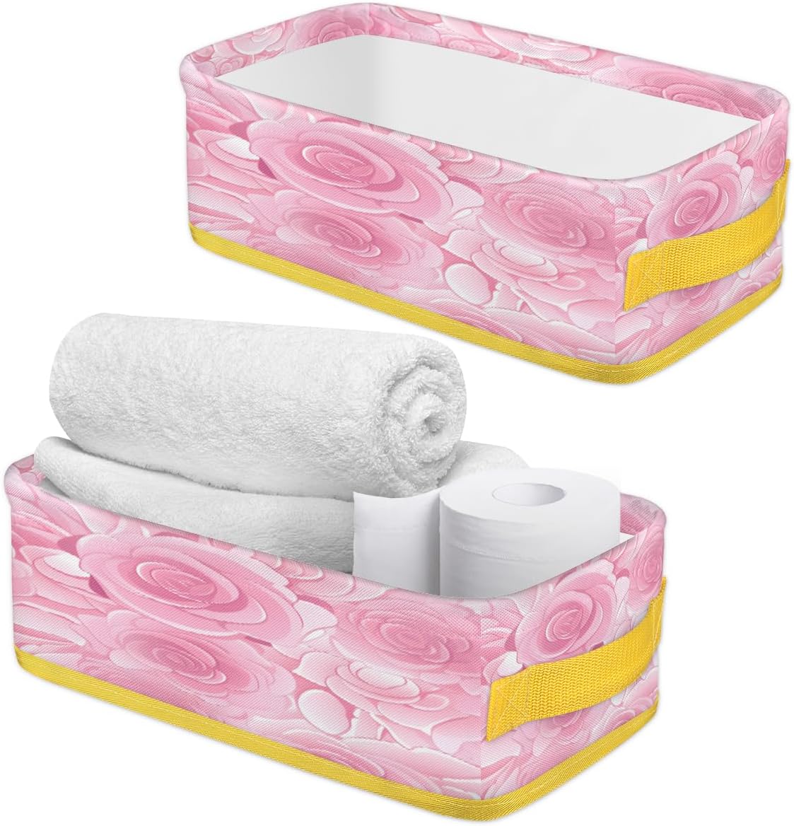 Valentines Day Roses Toilet Paper Storage Basket with Handle
