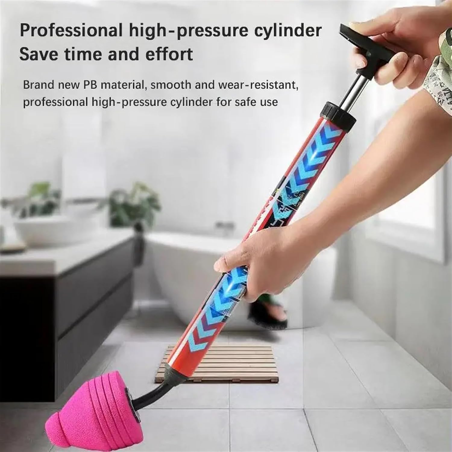 High Pressure Toilet Clog Remover with Durable Plunger Head