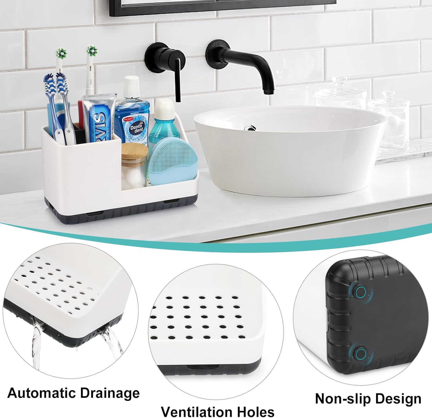 PARKMANI Bathroom Counter Organizer with Detachable Holders
