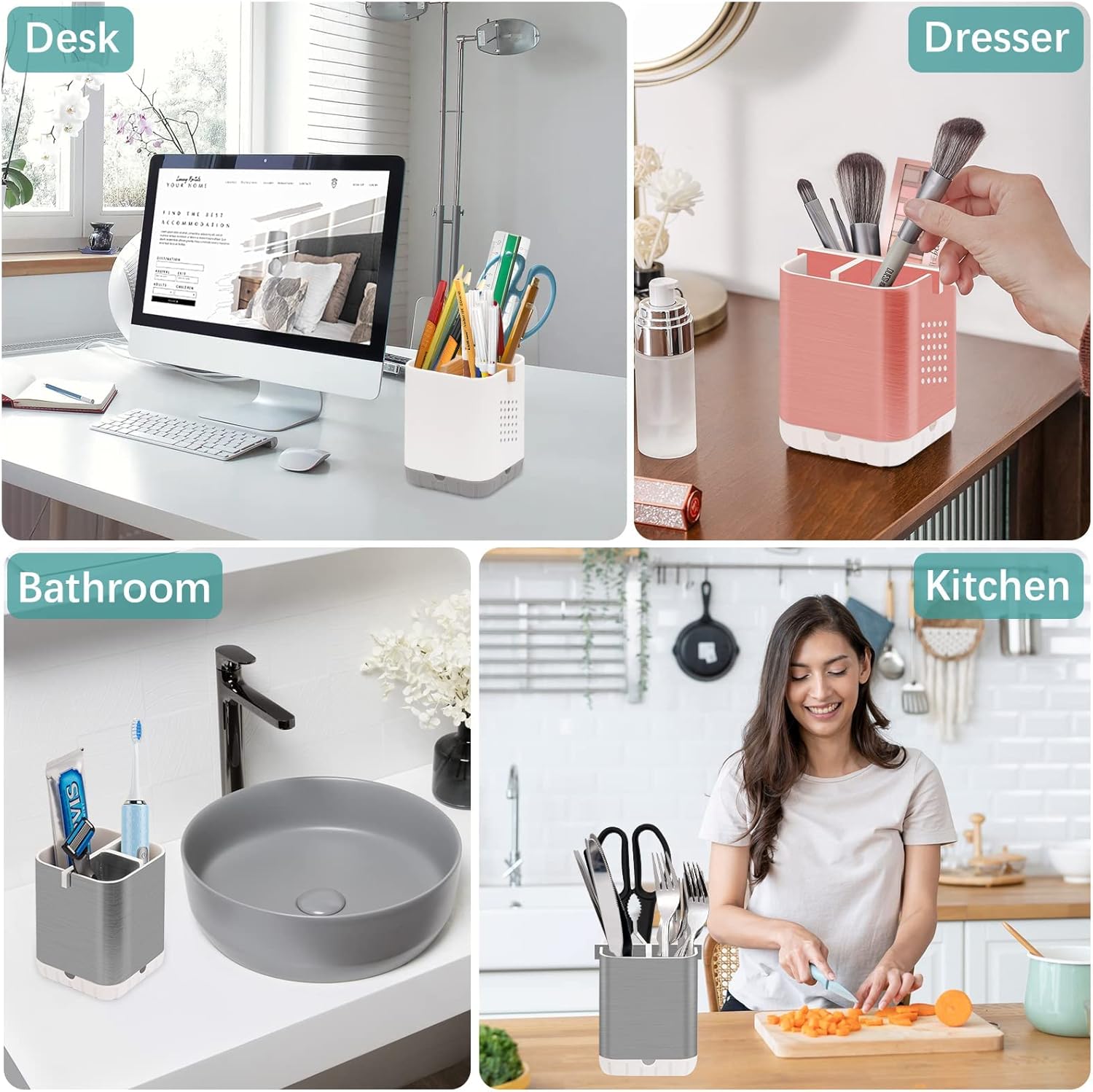 Boperzi 3-Slot Toothbrush Holder with Drainage and Divider