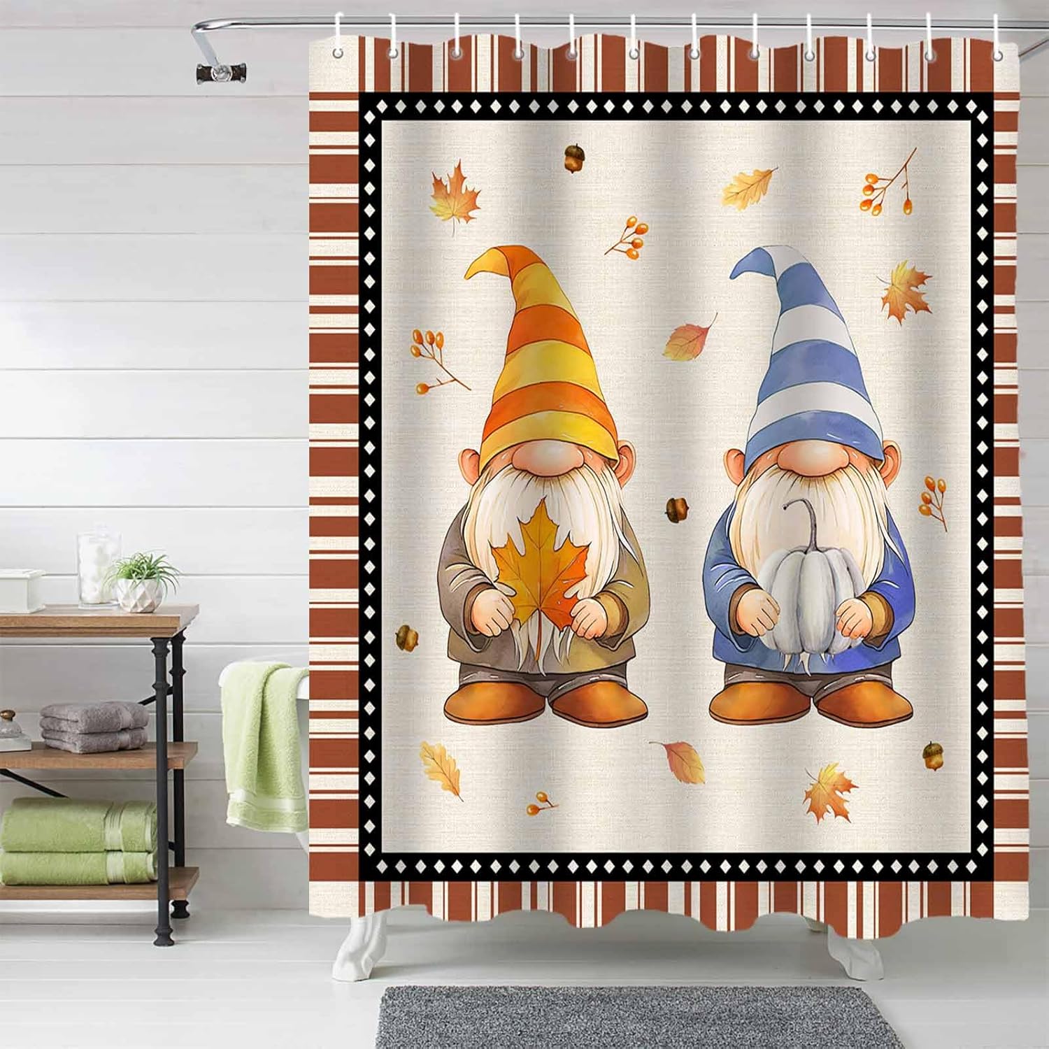 Funnywall88 72x72 Inch Dwarfs Retro Shower Curtain Set with 12 Hooks