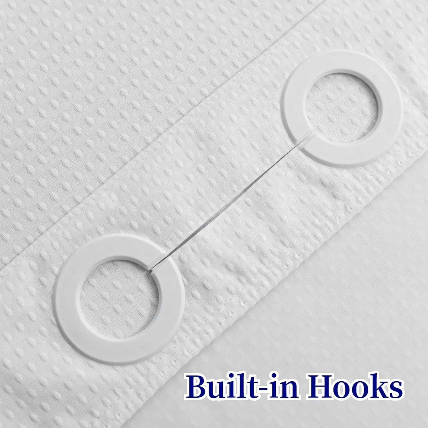No Hooks Waffle Weave Shower Curtain Set - Hotel Grade Waterproof with Sheer Window