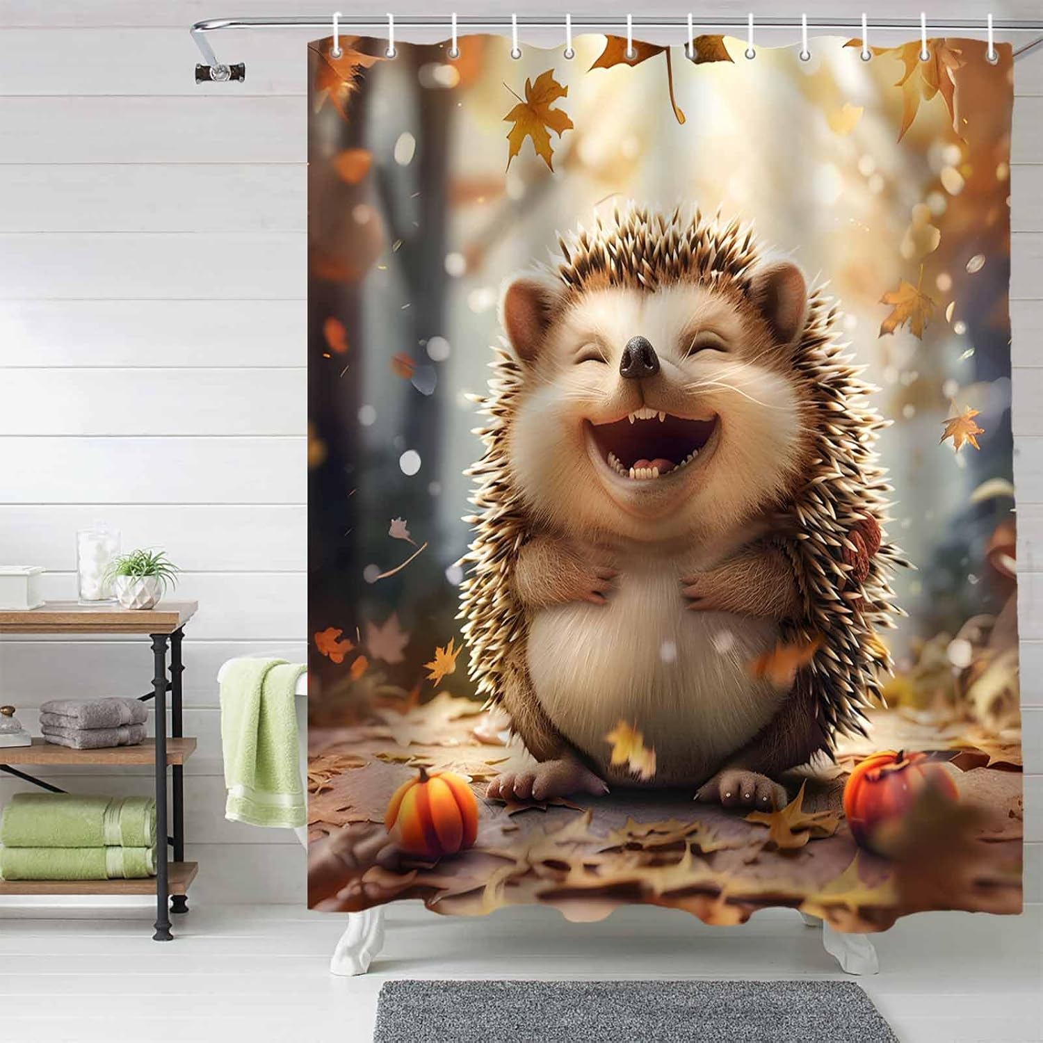 Funnywall88 72 Inches Maple Cartoon Shower Curtain Set