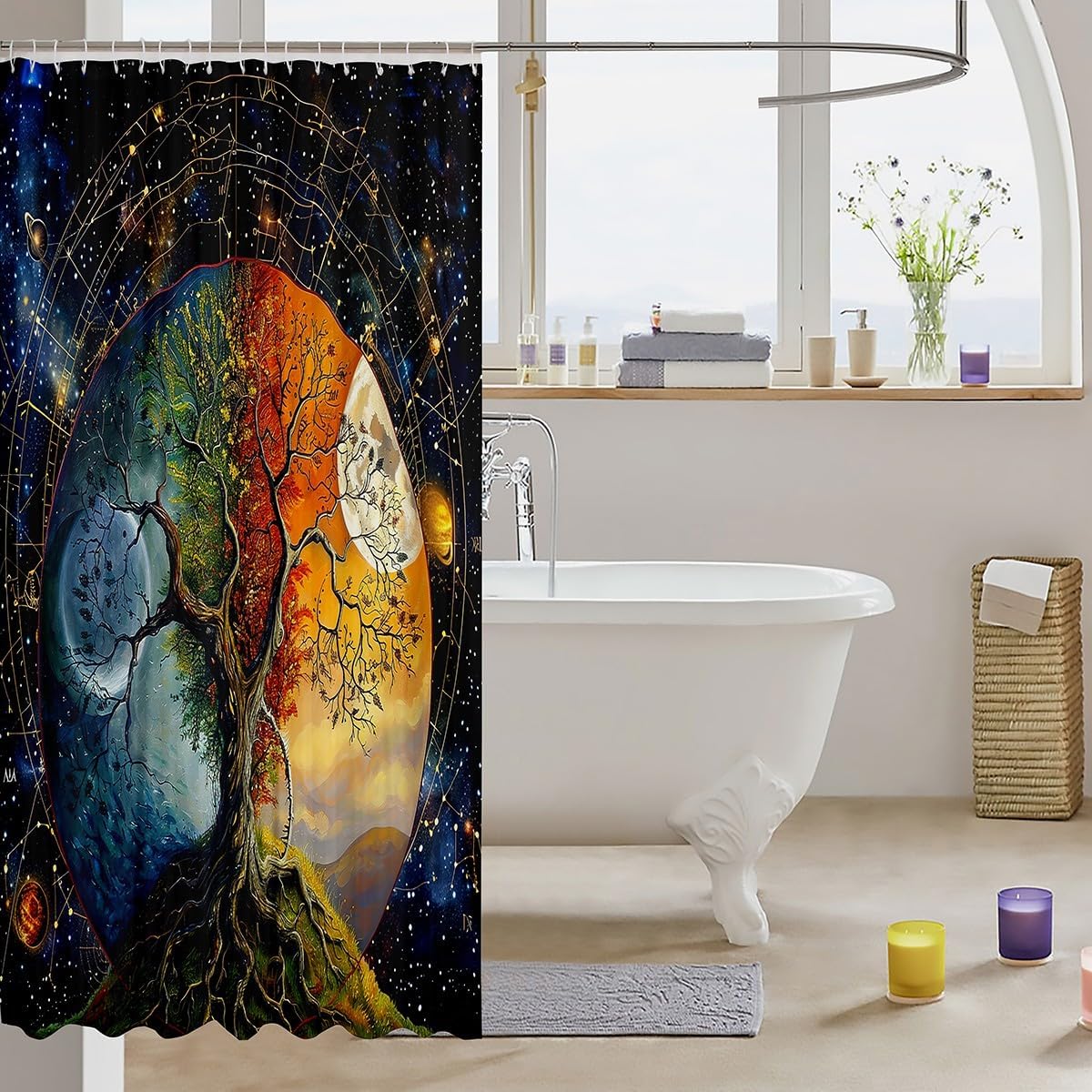 Feelyou Tree of Life Bath Curtain Set 72x78 for Kids
