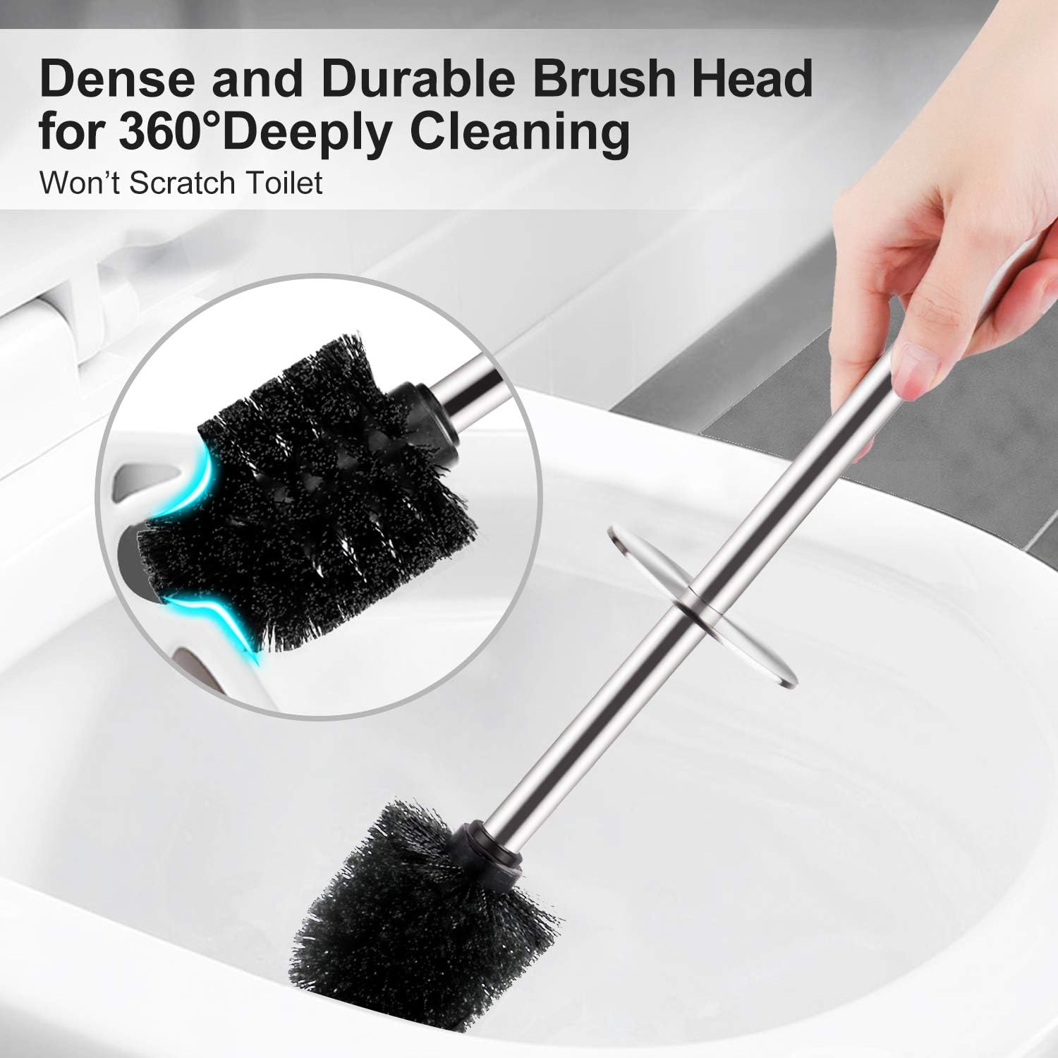 Wsedor 2 Pack Toilet Brush with Stainless Steel Handle