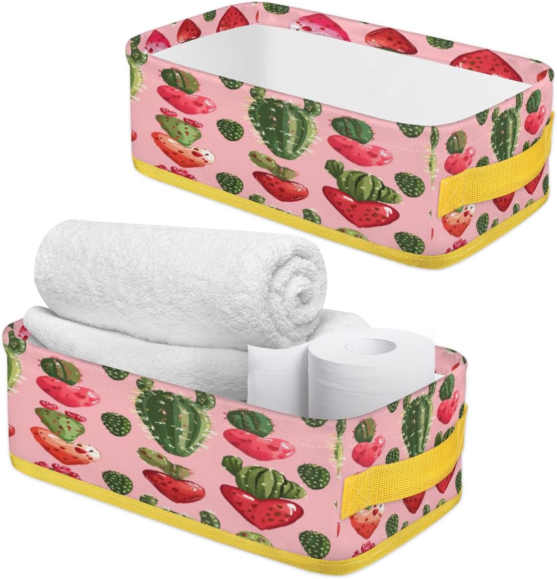 Cactus Valentines Day Toilet Paper Basket for Bathroom Storage