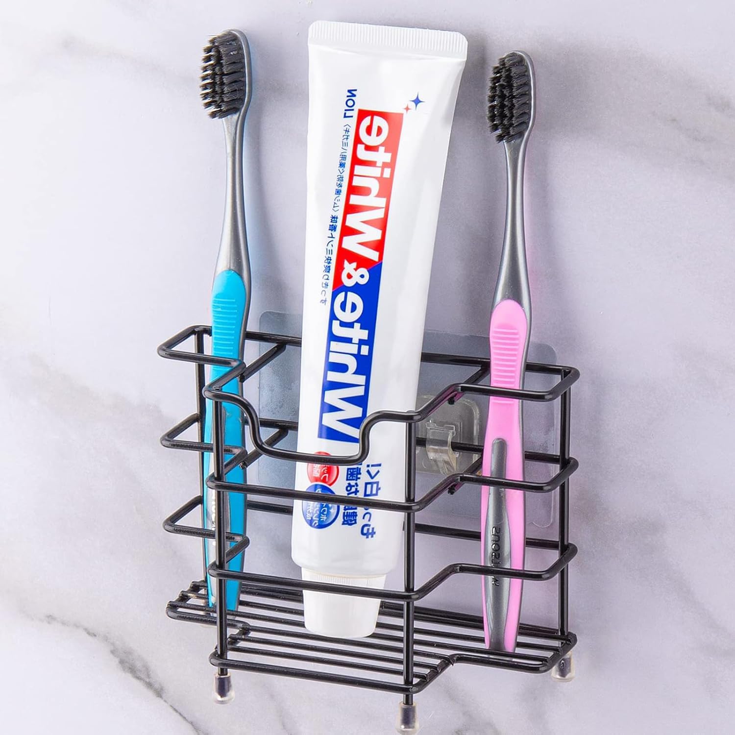 Wbbog Stainless Steel Toothbrush Holder with 3 Slots and Toothpaste Stand